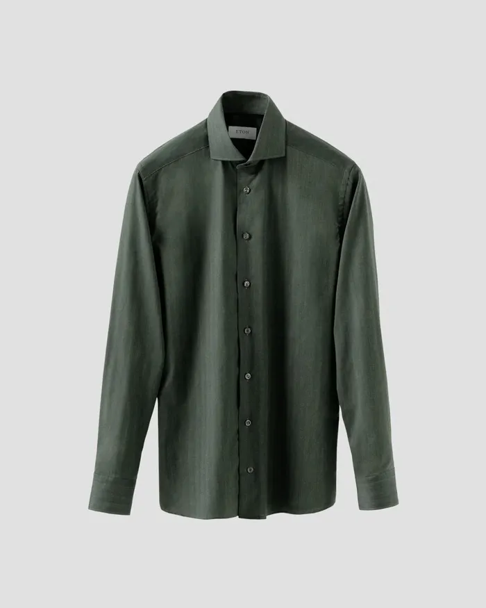 Men Lightweight Twill Shirt Green Eton Dress Shirts Men Lightweight Twill Shirt Green Eton Dress Shirts