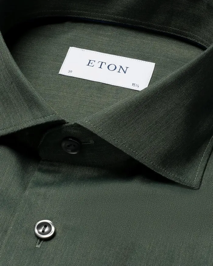 Men Lightweight Twill Shirt Green Eton Dress Shirts Men Lightweight Twill Shirt Green Eton Dress Shirts