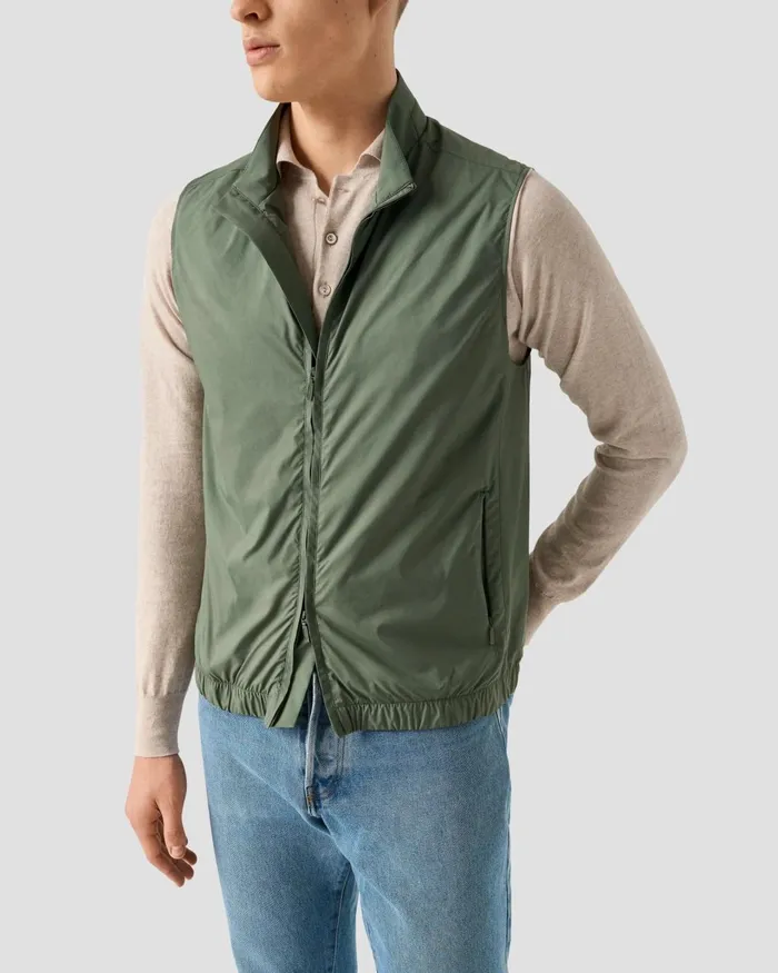 Men Lightweight Zip Vest Green Eton Vests