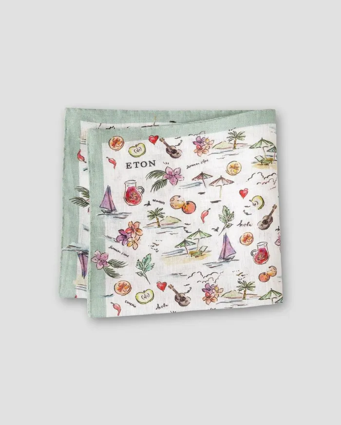 Men Motif Pocket Square White Eton Pocket Squares