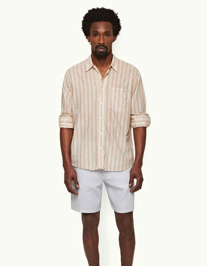 Men Orlebar Brown Day Shorts Cornell Linen Light Island Sky