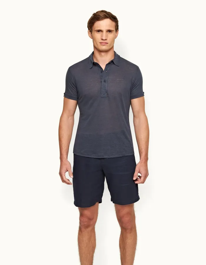 Men Orlebar Brown Day Shorts Norwich Linen Navy