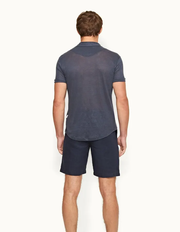 Men Orlebar Brown Day Shorts Norwich Linen Navy
