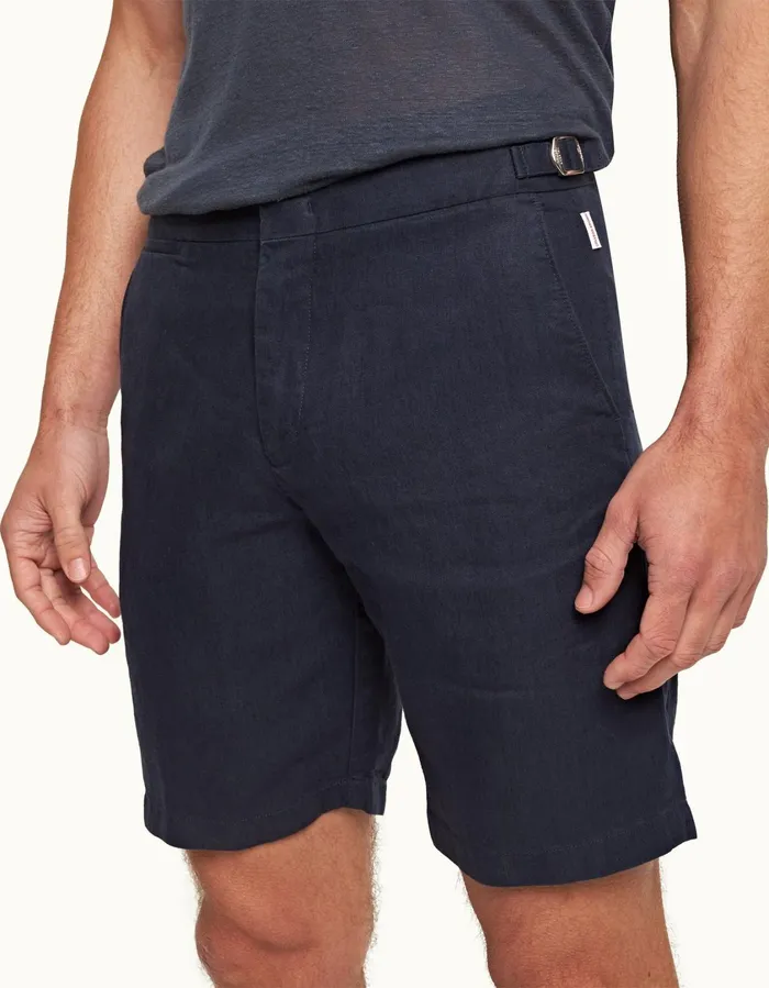 Men Orlebar Brown Day Shorts Norwich Linen Navy