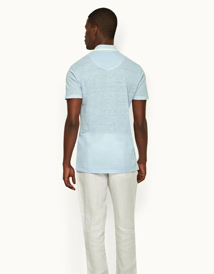 Men Orlebar Brown Polo Shirts Felix Linen Powdered Sky