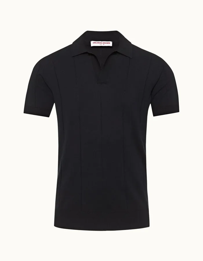 Men Orlebar Brown Polo Shirts Horton Cotton Silk Night Iris