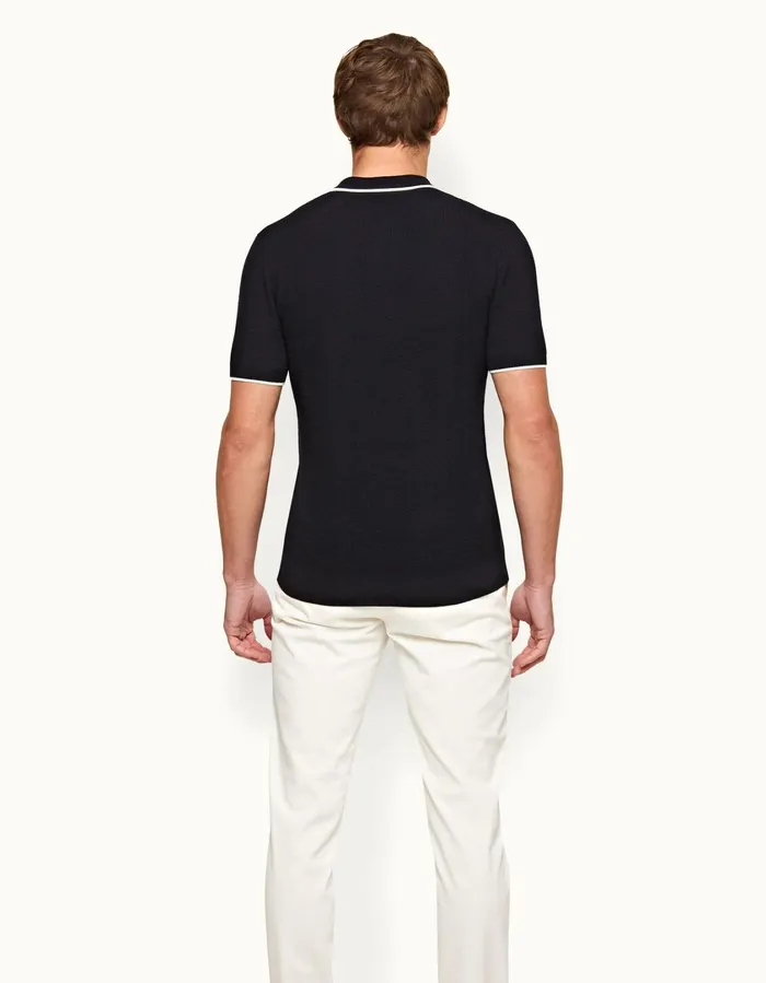 Men Orlebar Brown Polo Shirts Horton Merino Navy