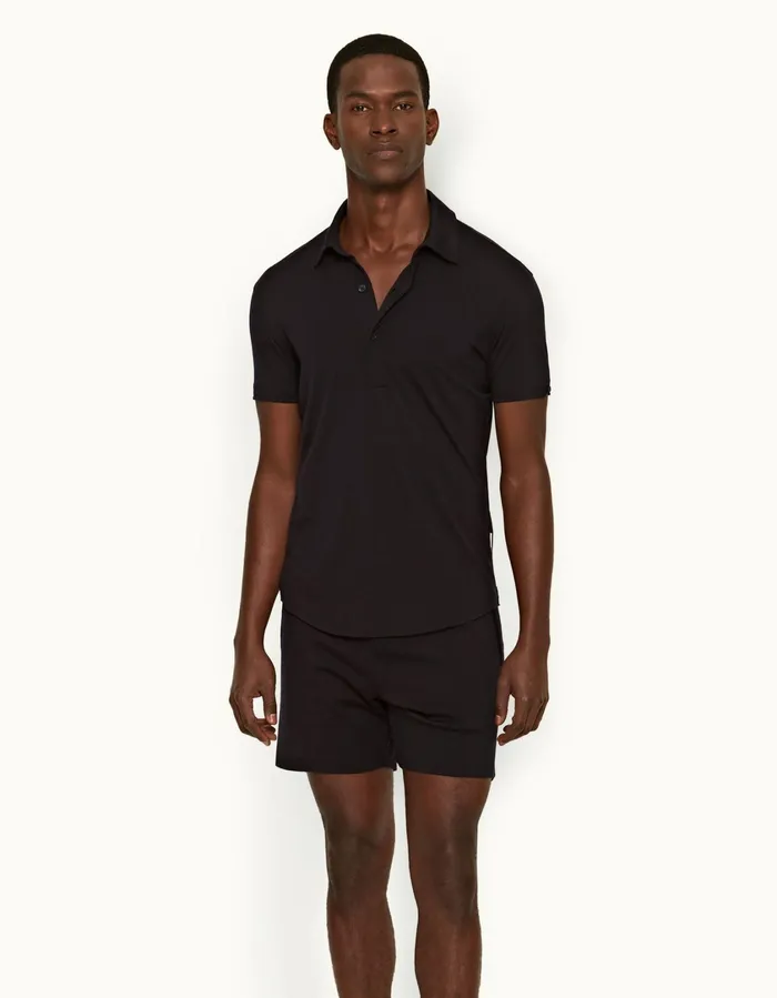 Men Orlebar Brown Polo Shirts Sebastian Merino Night Iris