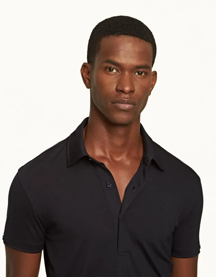 Men Orlebar Brown Polo Shirts Sebastian Merino Night Iris
