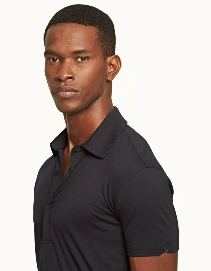 Men Orlebar Brown Polo Shirts Sebastian Merino Night Iris