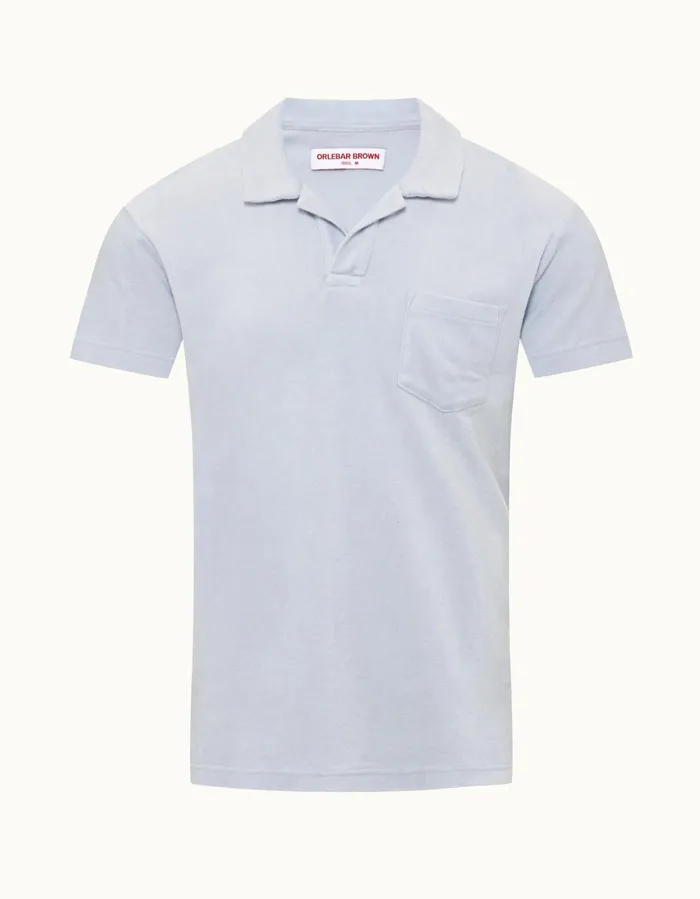 Men Orlebar Brown Polo Shirts Terry Towelling Light Island Sky