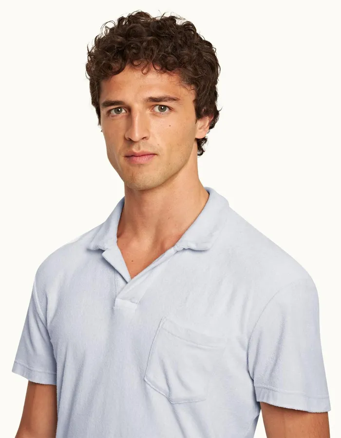 Men Orlebar Brown Polo Shirts Terry Towelling Light Island Sky