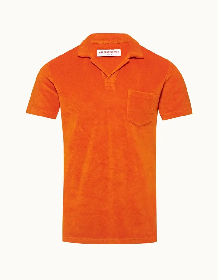 Men Orlebar Brown Polo Shirts Terry Towelling Tiger Lily