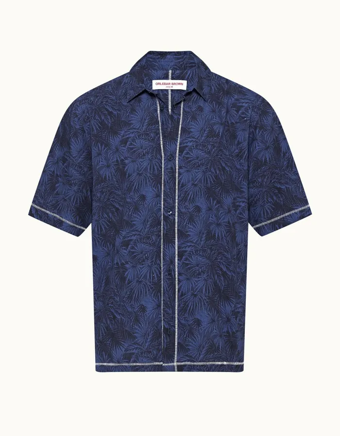 Men Orlebar Brown Shirts Fielder Midnight Navy