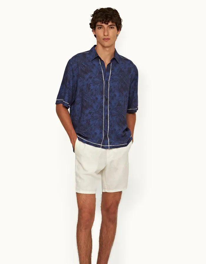 Men Orlebar Brown Shirts Fielder Midnight Navy