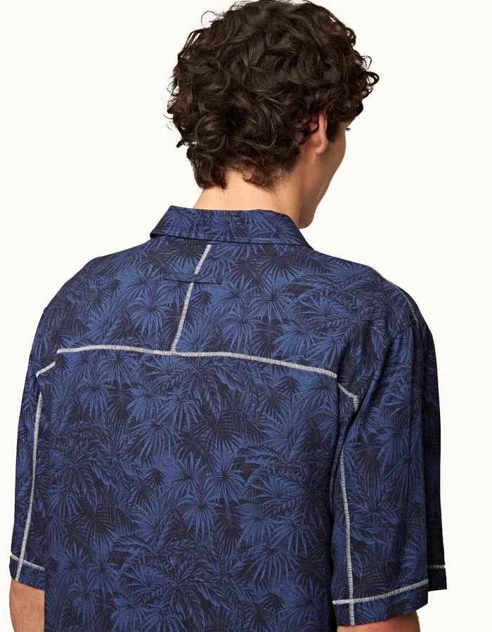 Men Orlebar Brown Shirts Fielder Midnight Navy