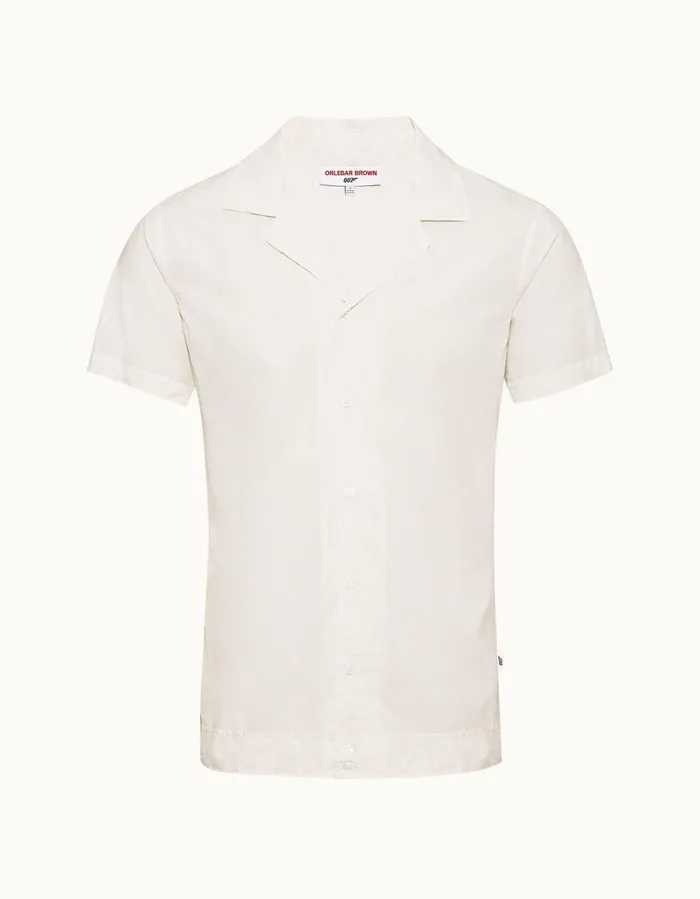 Men Orlebar Brown Shirts Golden Gun Shirt Ivory