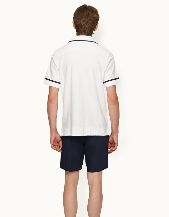 Men Orlebar Brown Shirts Griffith Towelling Whitemidnight Navy