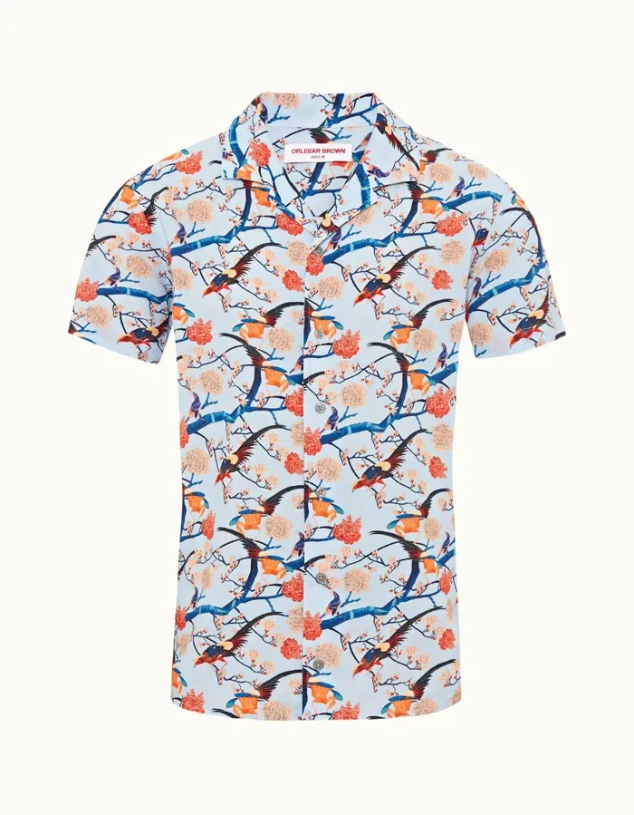 Men Orlebar Brown Shirts Hibbert Light Island Sky