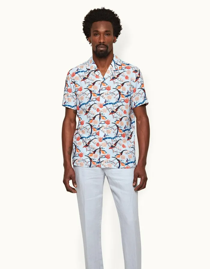 Men Orlebar Brown Shirts Hibbert Light Island Sky