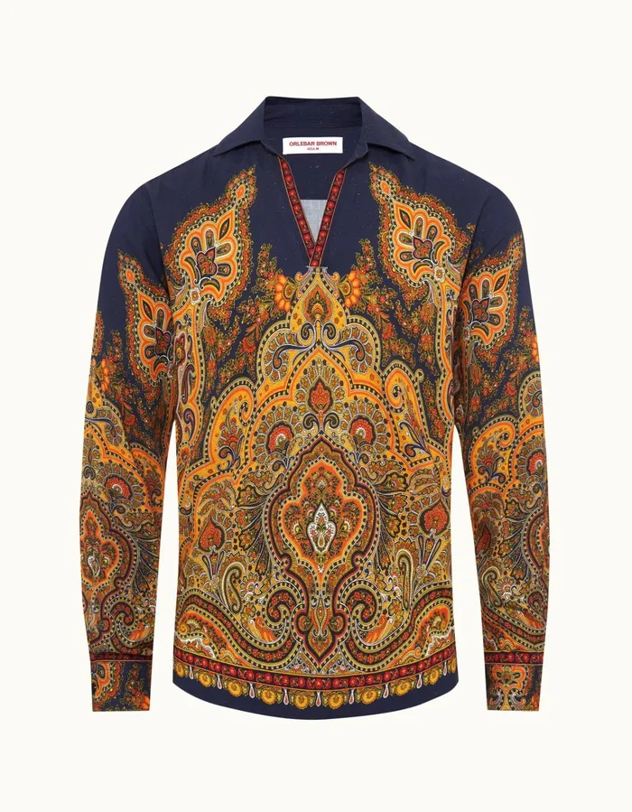 Men Orlebar Brown Shirts Ridley Lagoon Blue