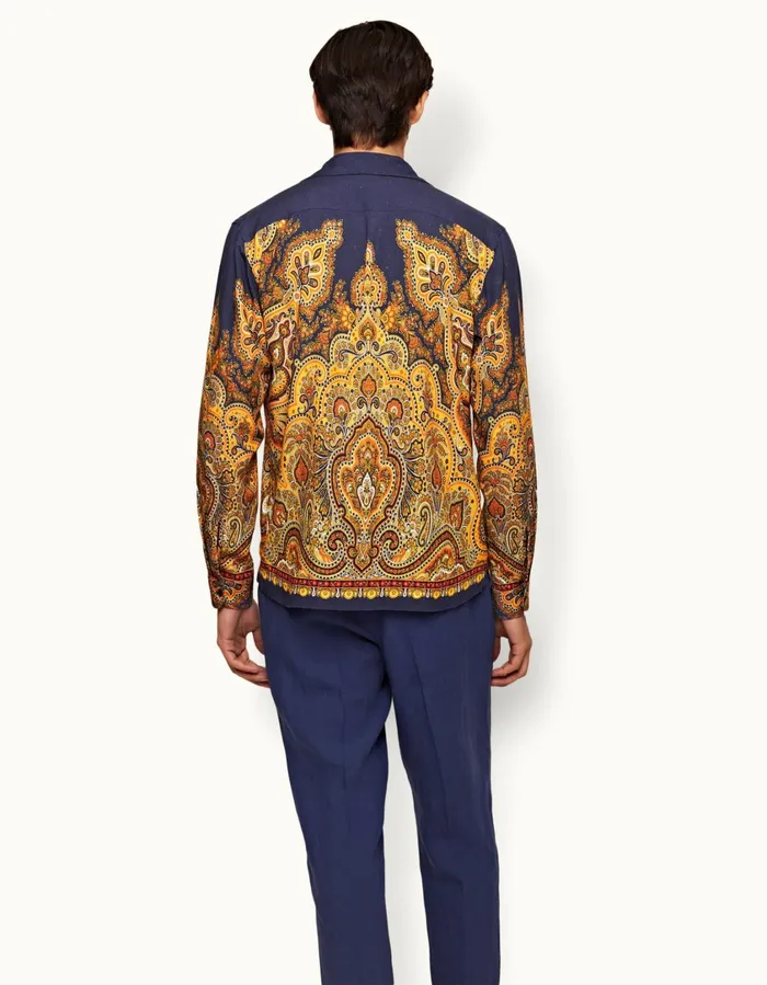 Men Orlebar Brown Shirts Ridley Lagoon Blue