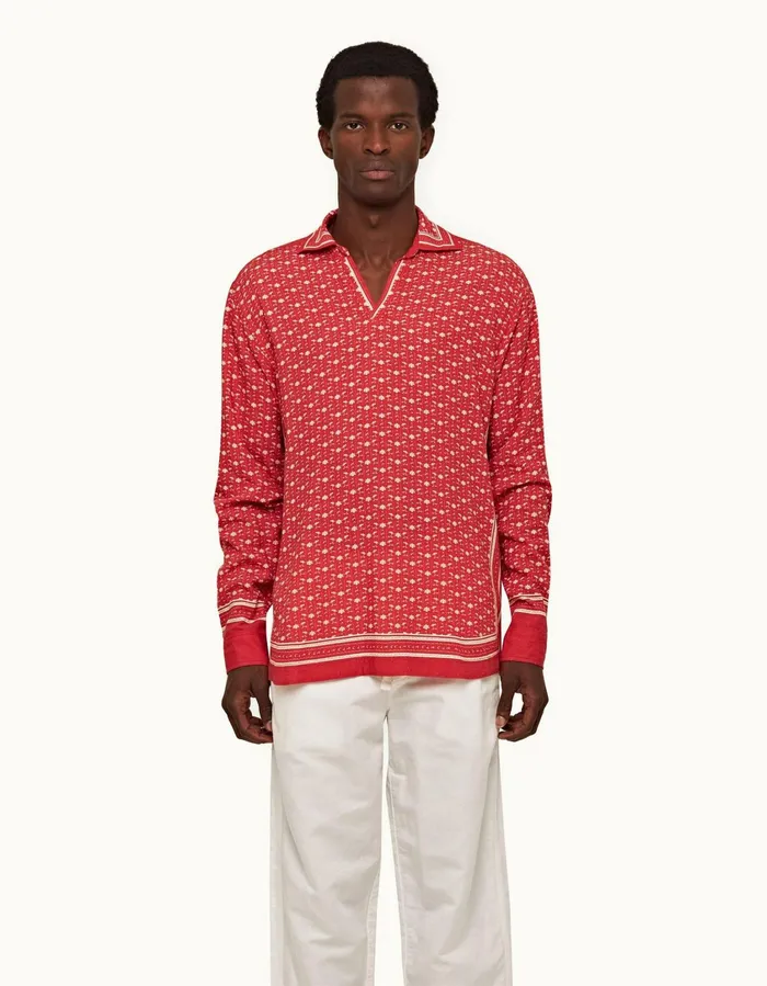 Men Orlebar Brown Shirts Ridley Vermillionsea Mist