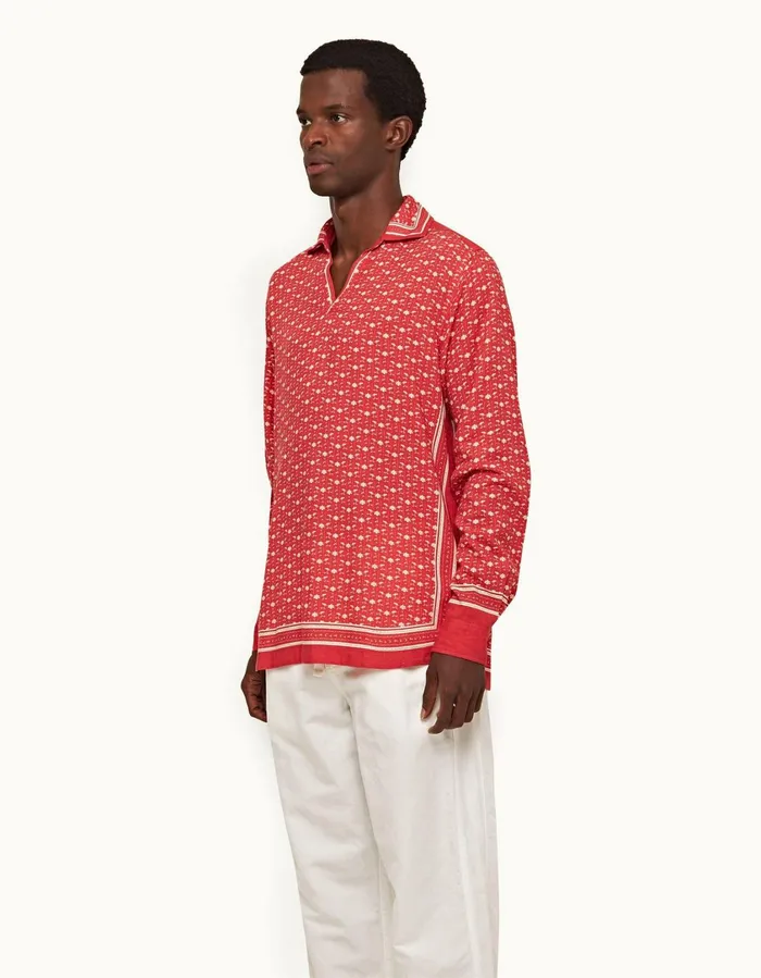 Men Orlebar Brown Shirts Ridley Vermillionsea Mist