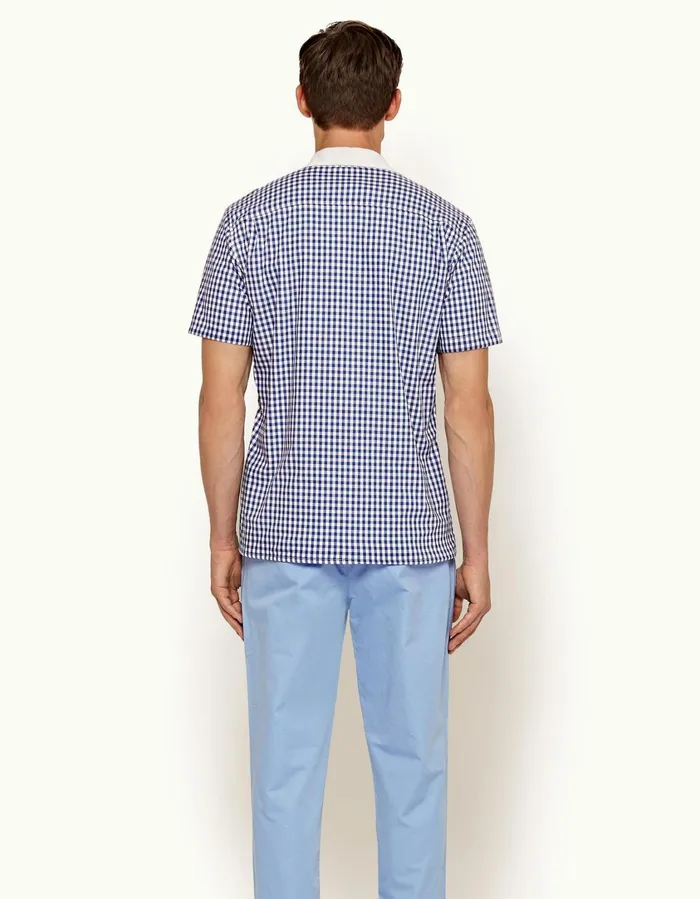 Men Orlebar Brown Shirts Thunderball Gingham Shirt Blueprintwhite