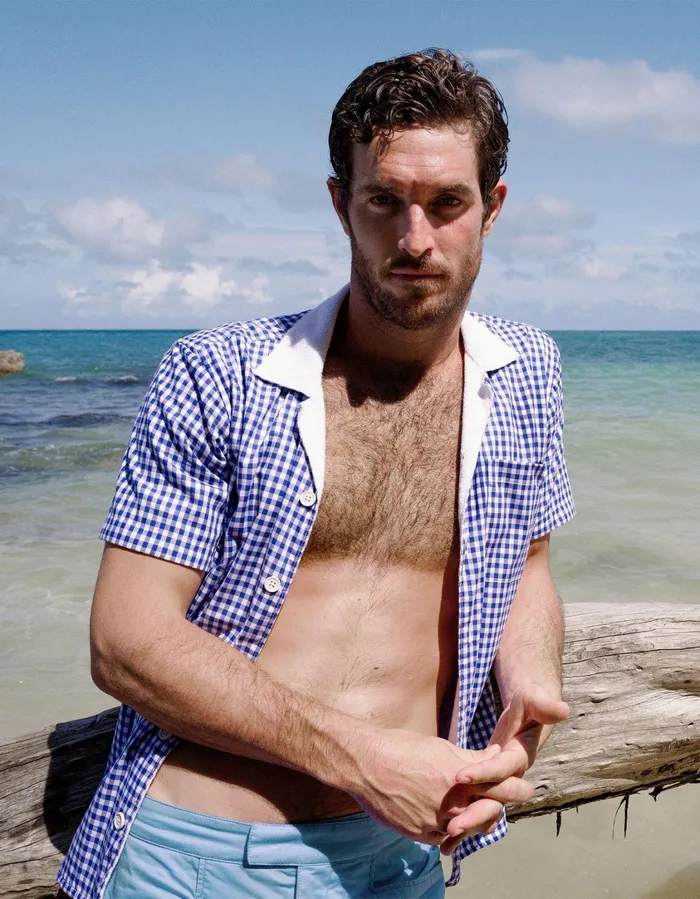 Men Orlebar Brown Shirts Thunderball Gingham Shirt Blueprintwhite