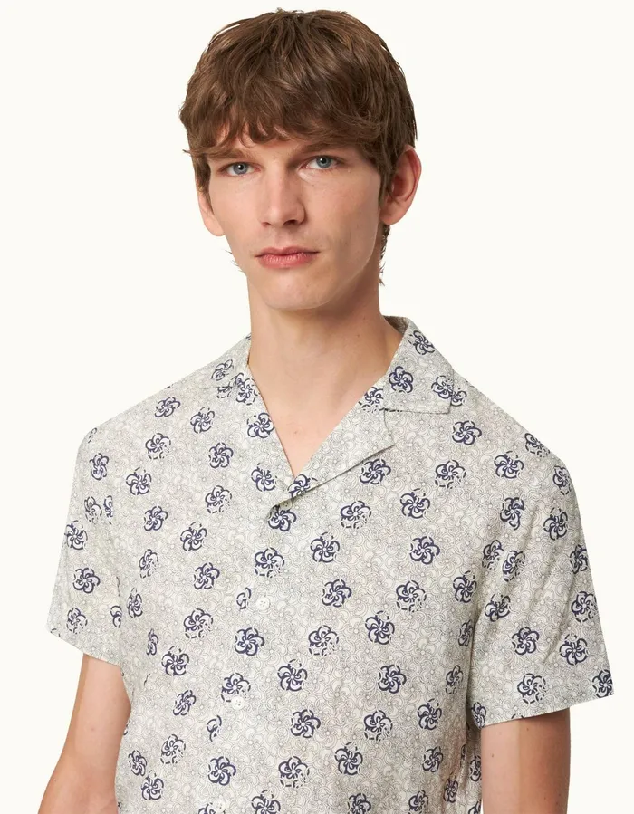 Men Orlebar Brown Shirts Travis White Sand