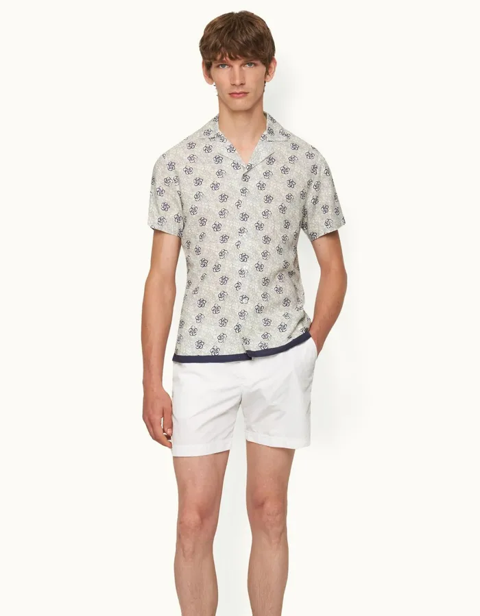 Men Orlebar Brown Shirts Travis White Sand