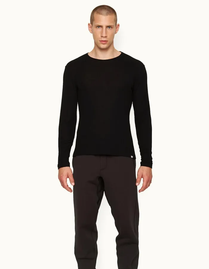 Men Orlebar Brown TShirts ObT Ice Wool Black