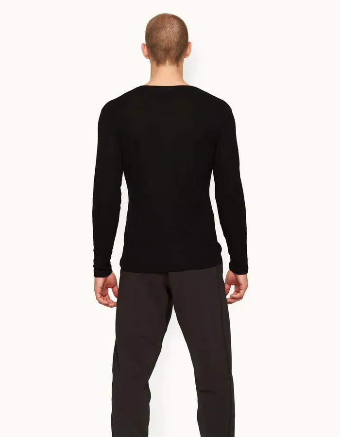Men Orlebar Brown TShirts ObT Ice Wool Black