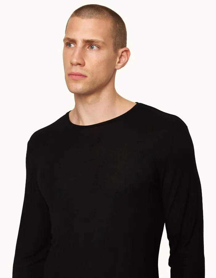 Men Orlebar Brown TShirts ObT Ice Wool Black