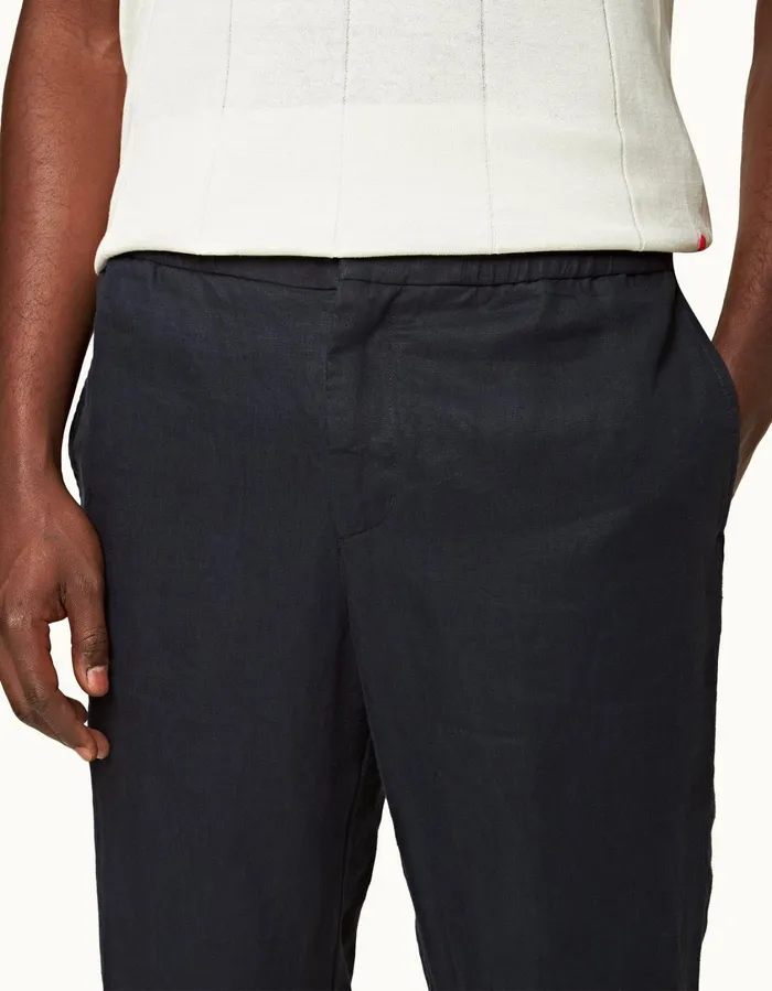 Men Orlebar Brown Trousers Cornell Linen Night Iris Ii