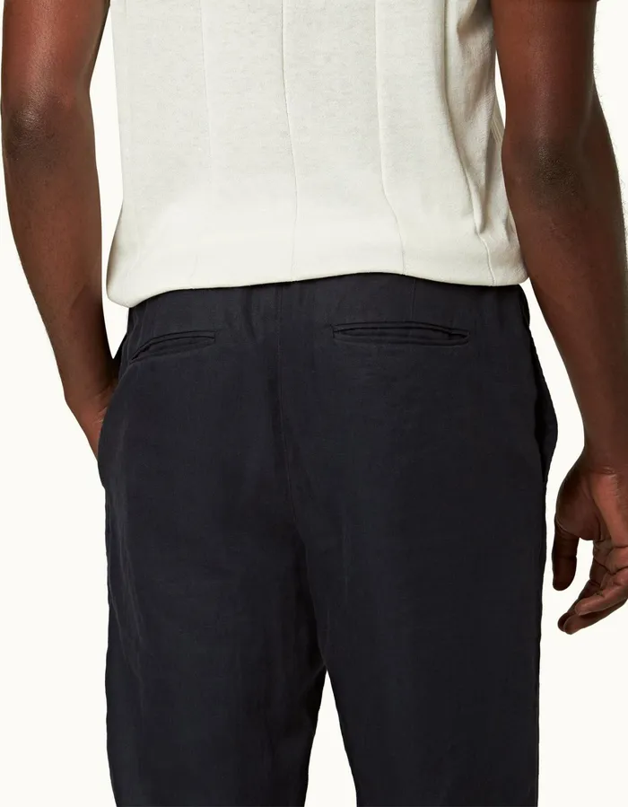 Men Orlebar Brown Trousers Cornell Linen Night Iris Ii