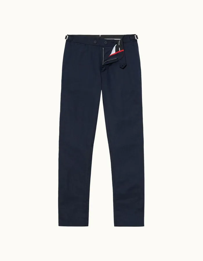 Men Orlebar Brown Trousers Griffon Linen Navy