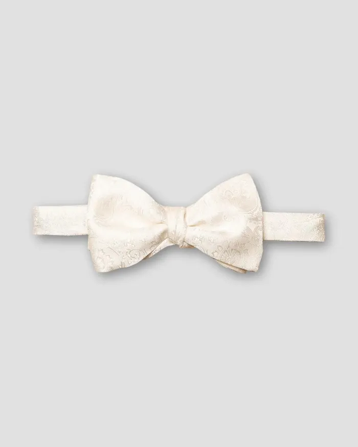 Men Paisley Woven Silk Bow Tie Self Tied White Eton Bow Ties