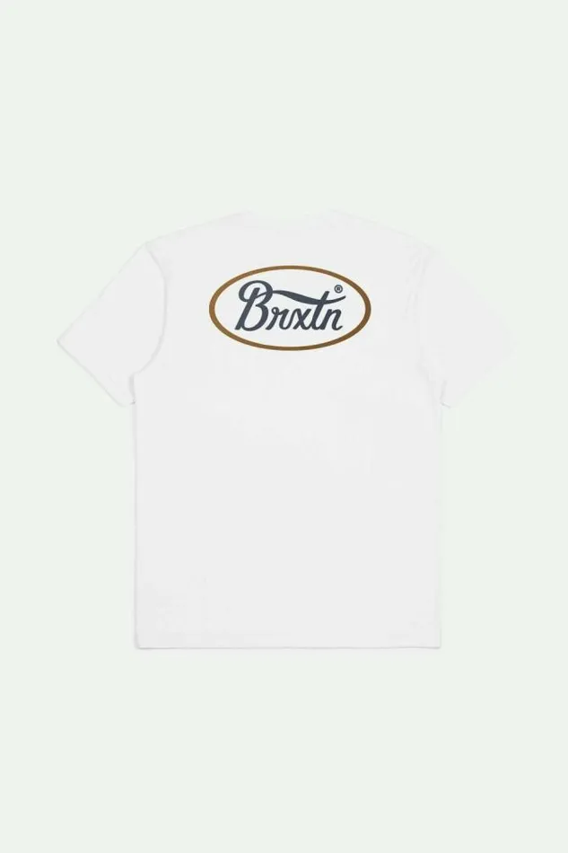 Men Parsons SS Tailored TShirt Whitewashed Navybrown Brixton TShirts