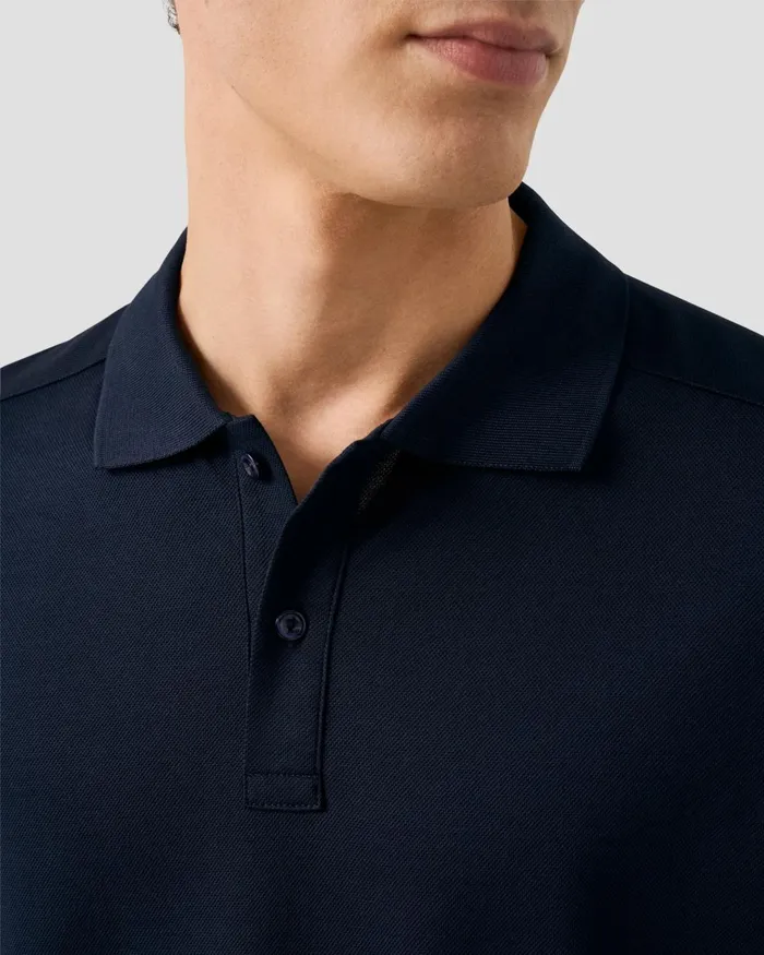 Men Piqu Polo Shirt Blue Eton Polo Shirts