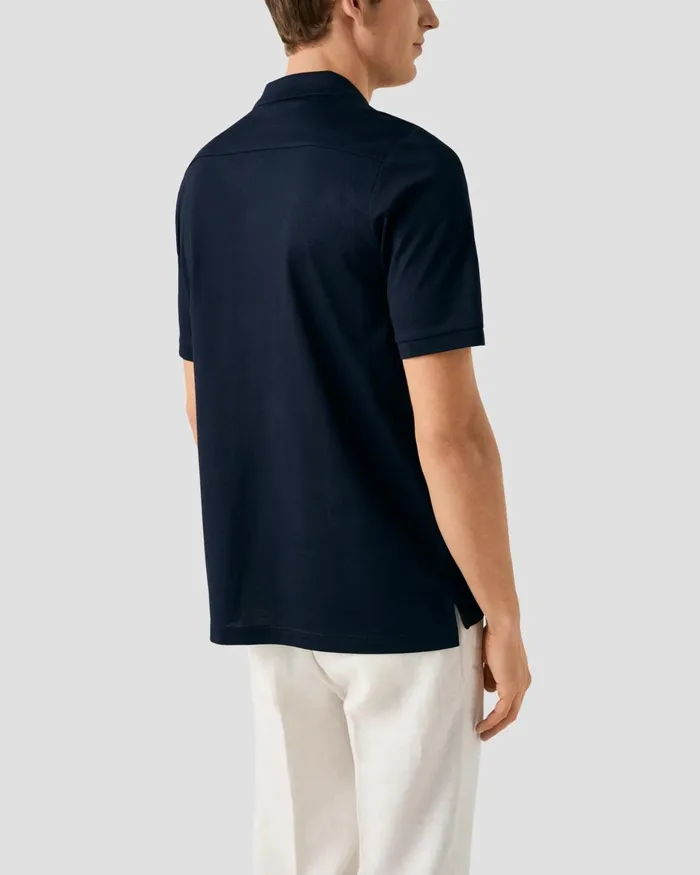 Men Piqu Polo Shirt Blue Eton Polo Shirts