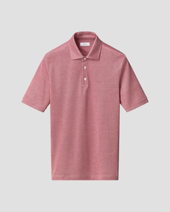 Men Piqu Polo Shirt Red Eton Polo Shirts
