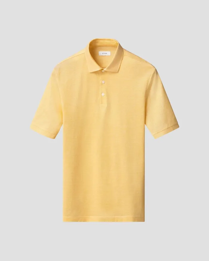 Men Piqu Polo Shirt Yellow Eton Polo Shirts
