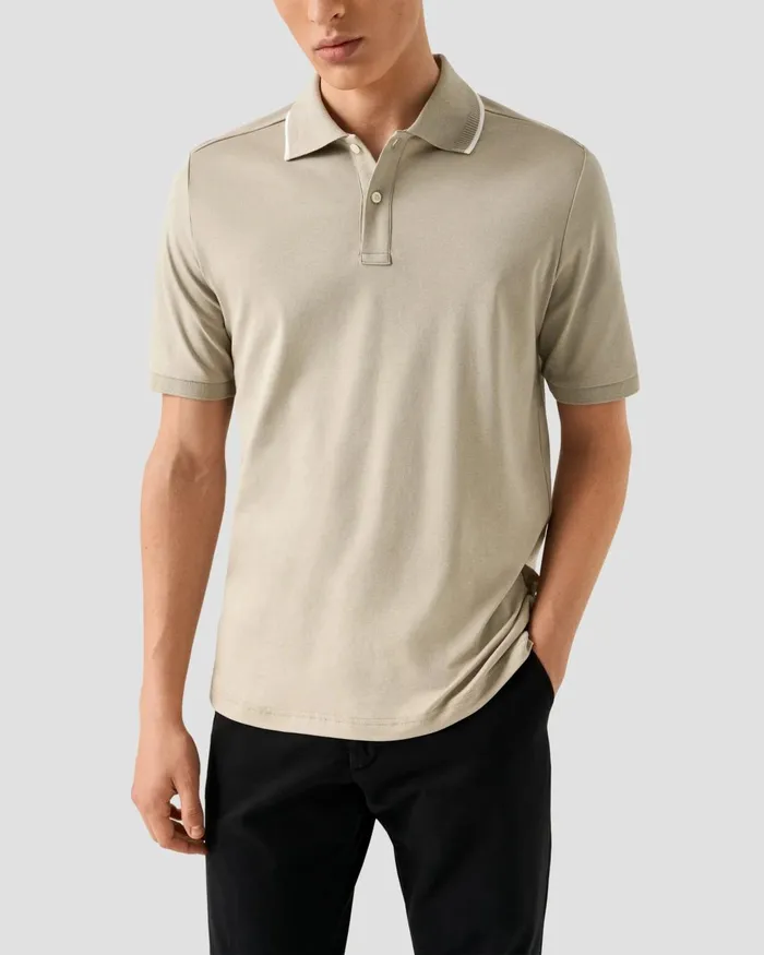 Men Polo Shirt Brown Eton Casual Shirts