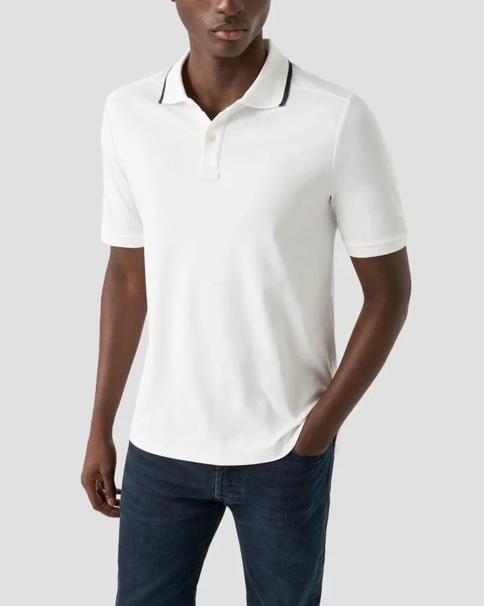 Men Polo Shirt White Eton Casual Shirts