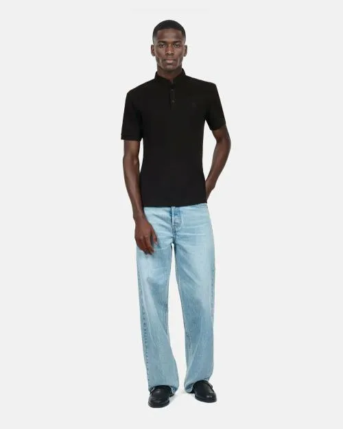 Men Polos The Kooples Black Pique Cotton Polo TShirt Black