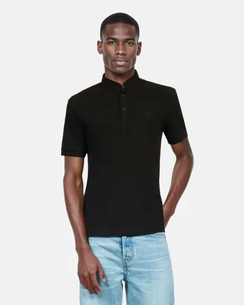 Men Polos The Kooples Black Pique Cotton Polo TShirt Black