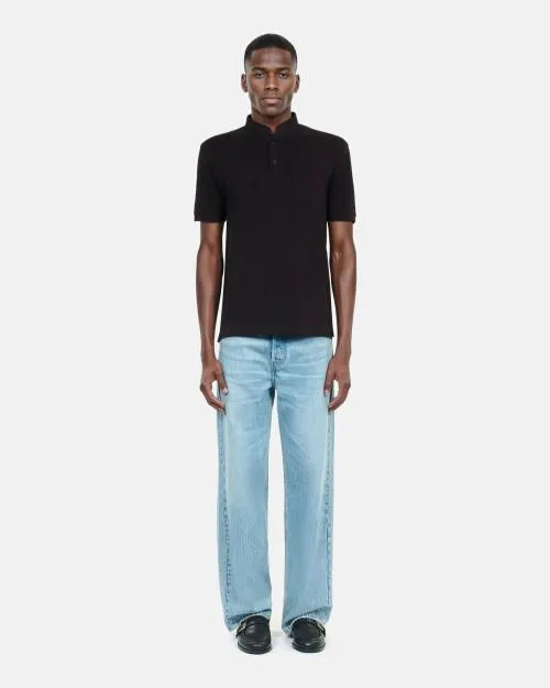 Men Polos The Kooples Black Pique Cotton Polo TShirt Black