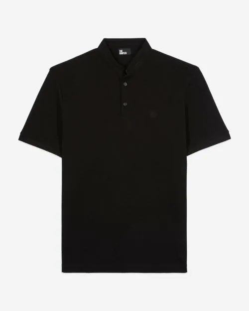 Men Polos The Kooples Black Pique Cotton Polo TShirt Black